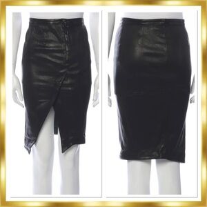 Elizabeth and James Black Mercy Lamb Leather Black Skirt XS-S $895 RARE